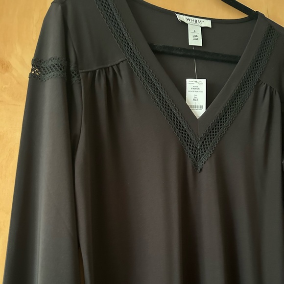 🖤🖤SOLD 🖤🖤NWT White House Black Market Delicate Lace Trim Black Tunic - Picture 9 of 9